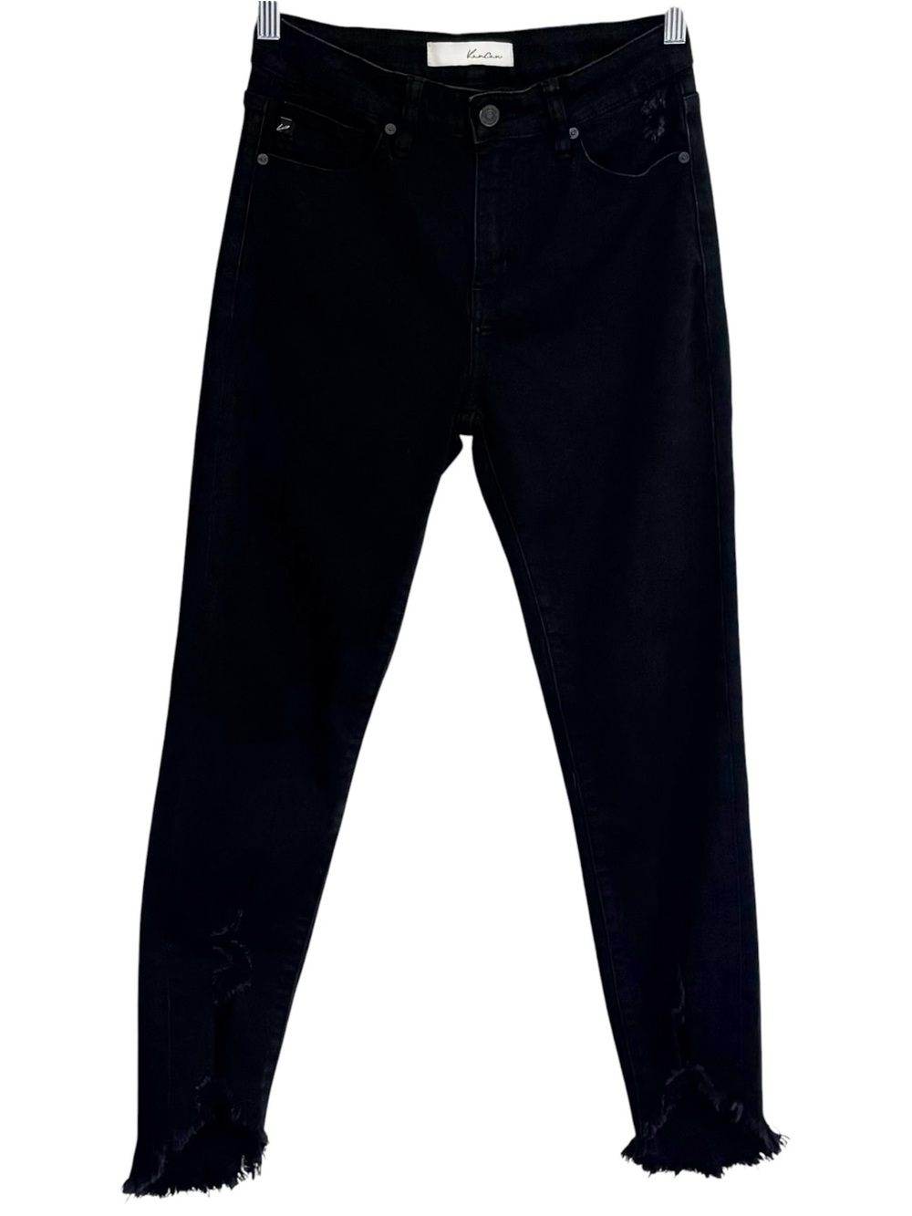 KANCAN Black High Rise Skinny Jeans Distressed Raw Hem Stretch Denim 7/27